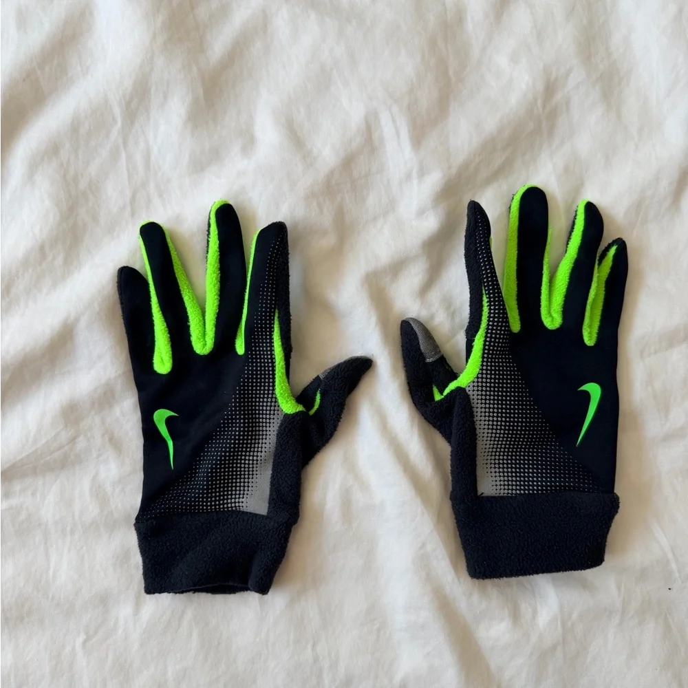 Nike Black & Neon Green Running Gloves - Picture 1 of 3